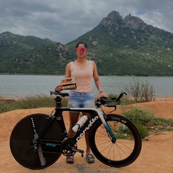 Timtim Sharma with her time-trial bike